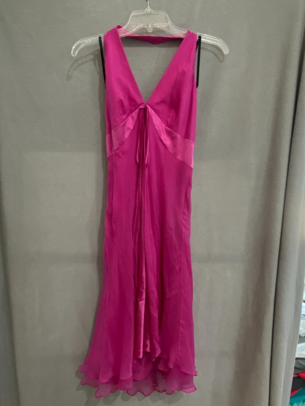 Laundry by Shelli Segal 100% Silk Fuchsia Pink Cocktail Dress Size 4 Flowy